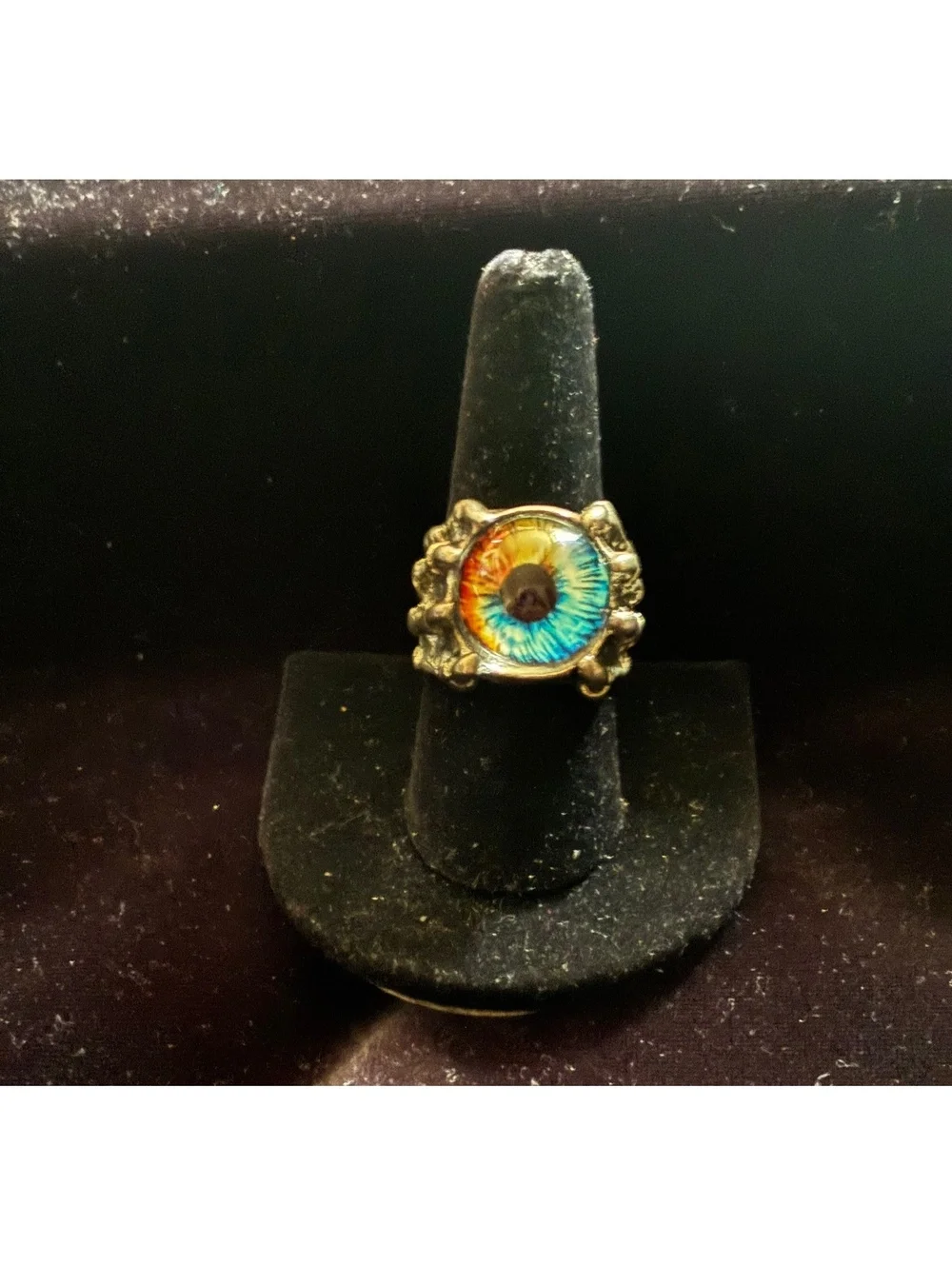 Steampunk Dragon Eye Ring with Split Open-Back Band (Fits US Sizes 8.5-10)